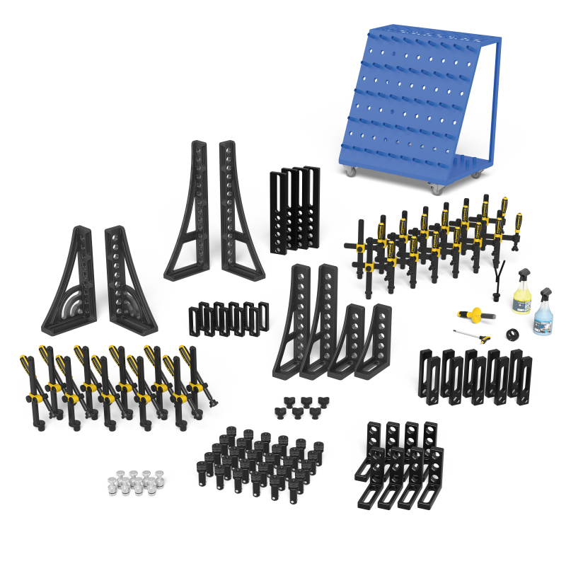Load image into Gallery viewer, Siegmund System 28 Set 4 (283400) – complete set overview: clamps, bolts, stops and squares