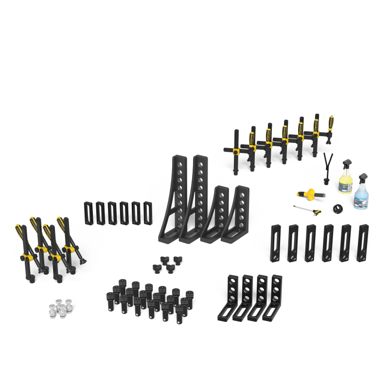 Load image into Gallery viewer, Siegmund System 28 Set 2 (283200) – complete set overview: clamps, bolts, stops and squares