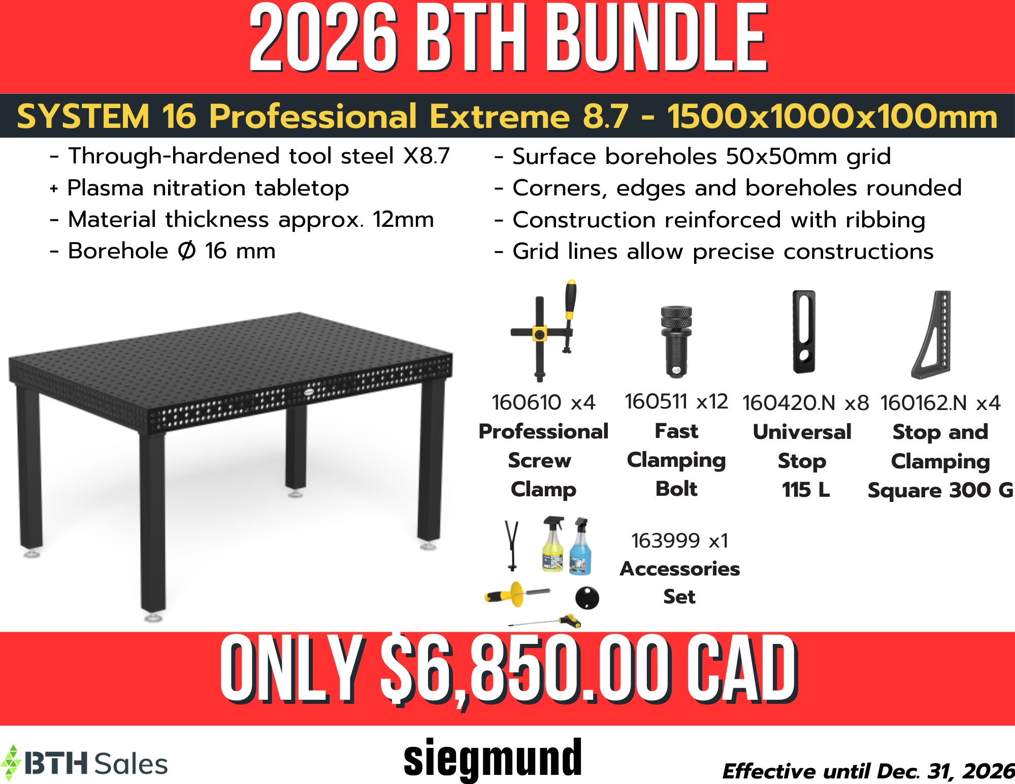 Siegmund 1.5x1.0m Welding Table + 29pc Kit | Premium Welding Table