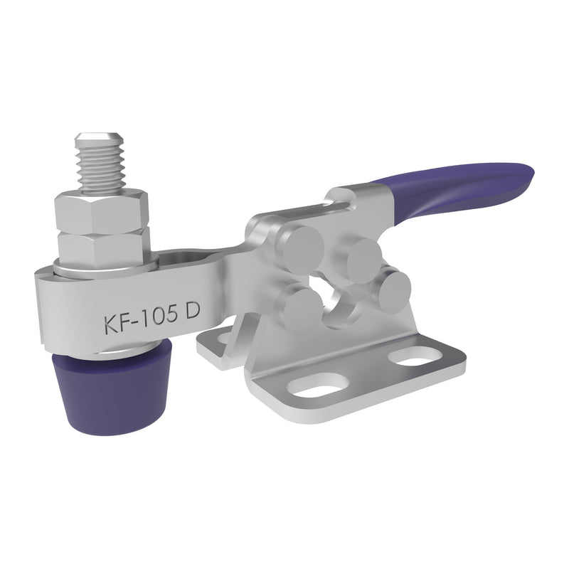 Load image into Gallery viewer, Kifix KF-105 D mini horizontal toggle clamp with flanged base, shown clamped