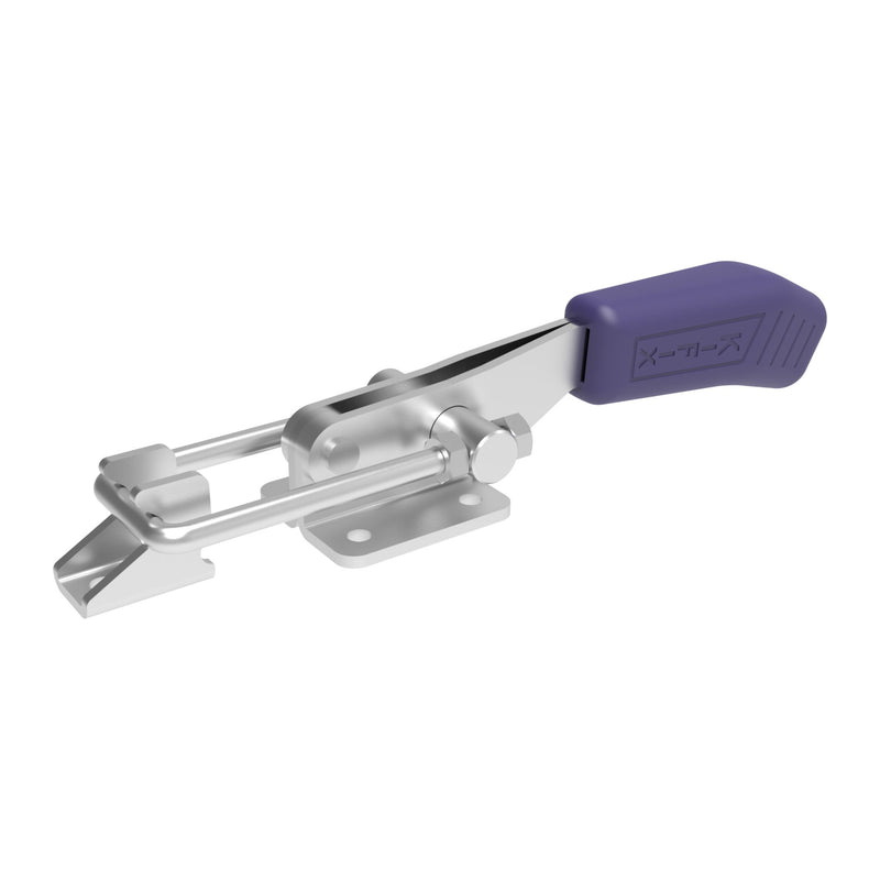 Load image into Gallery viewer, Kifix KF-843 D heavy pull-action latch clamp with flanged base, latch closed