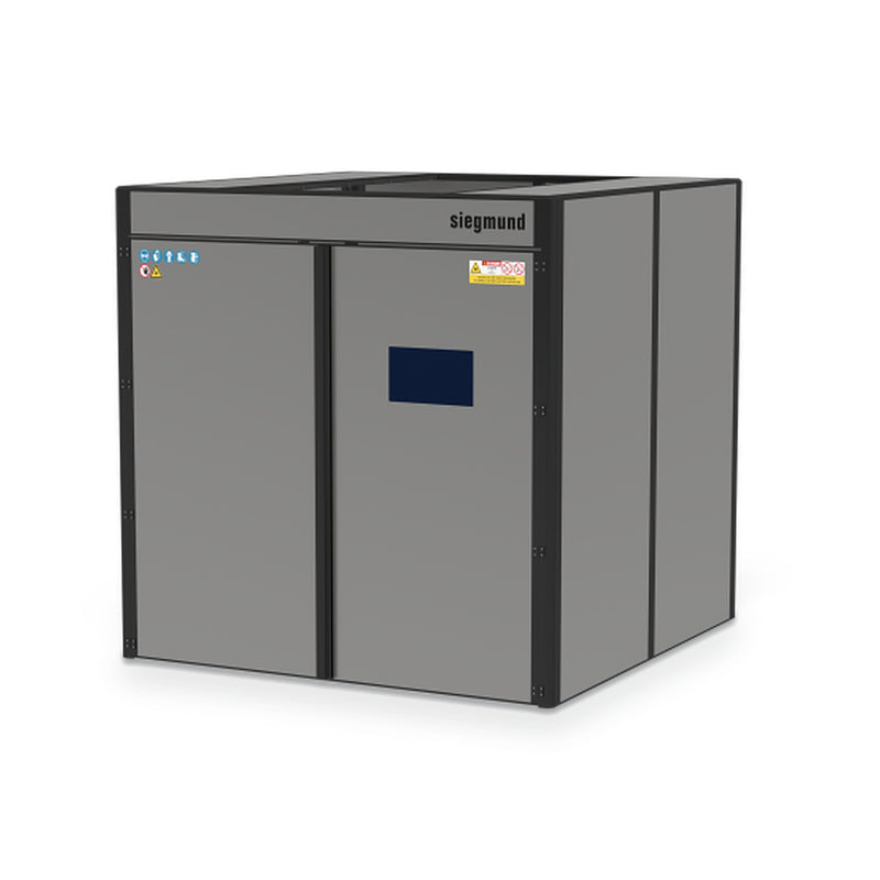 Load image into Gallery viewer, Siegmund modular laser welding cell 2480 x 2480 mm without roof, open top, on a white background (Siegmund 3D render)