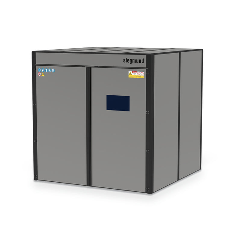 Load image into Gallery viewer, Siegmund modular laser welding cell 2480 x 2480 mm with roof, on a white background (Siegmund 3D render)