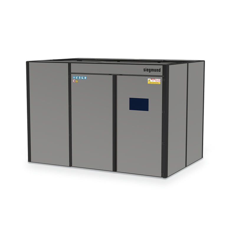 Load image into Gallery viewer, Siegmund modular laser welding cell 3680 x 2480 mm without roof, open top, on a white background (Siegmund 3D render)