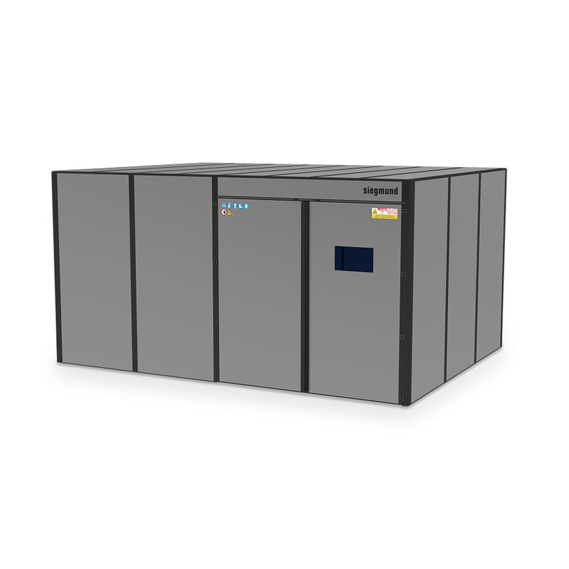 Load image into Gallery viewer, Siegmund modular laser welding cell 4880 x 3680 mm with roof, on a white background (Siegmund 3D render)