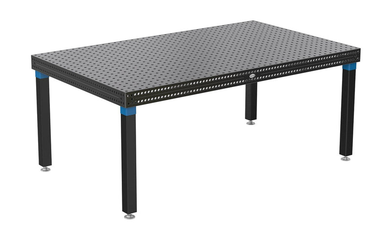Load image into Gallery viewer, A Siegmund System 16 Professional Extreme 8.7 welding table with a overall tabletop size 2000mm x 1200mm, featuring a grid of boreholes and reinforced with ribbing.