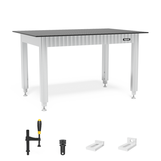 Siegmund Workbench height adjustable with steel plate 1500x1000 incl. accessories (WS161510.1), Siegmund System 16