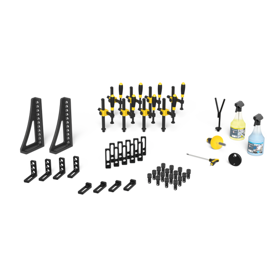 Siegmund System 16 Basic Set 2 (4-161300) – complete set overview: clamps, bolts, stops and squares