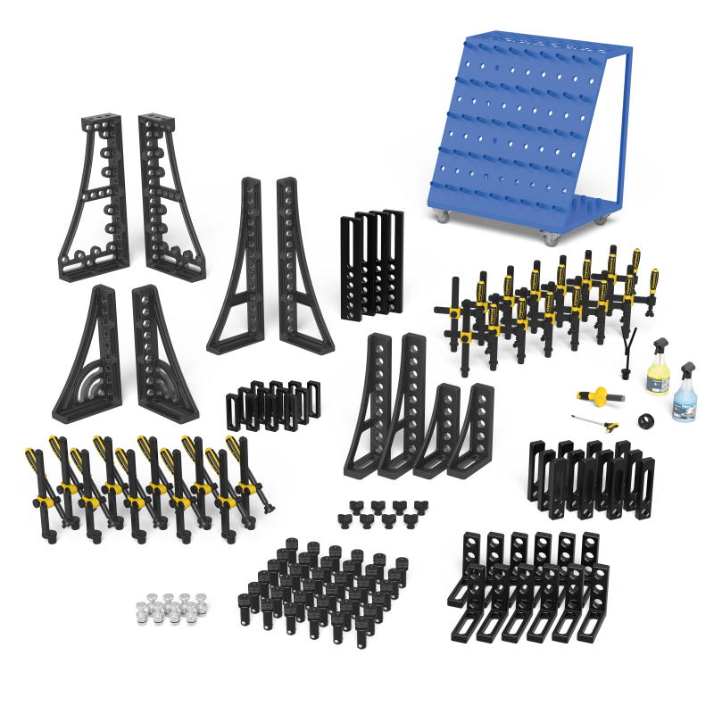 Load image into Gallery viewer, Siegmund System 28 Set 5 (283500) – complete set overview: clamps, bolts, stops and squares
