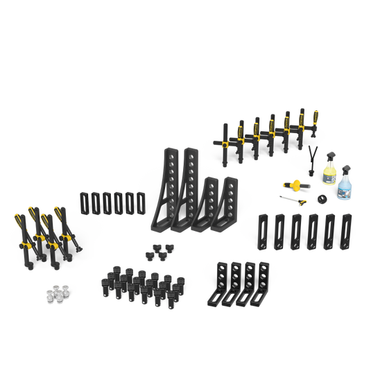 Siegmund System 28 Set 2 (4-283200) – complete set overview: clamps, bolts, stops and squares