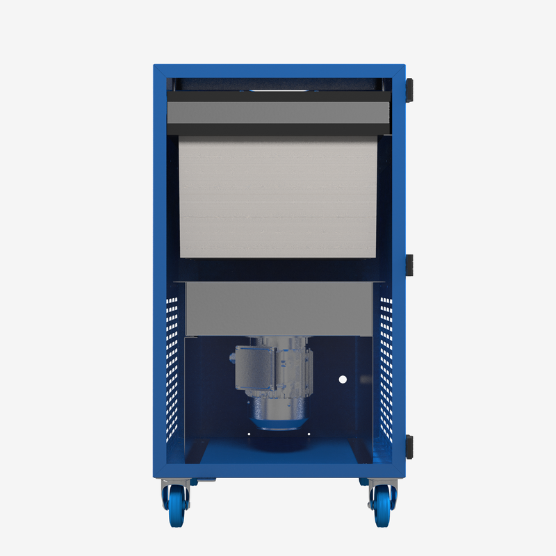 Load image into Gallery viewer, GEF Weld Kube welding fume extractor cutaway view displaying internal motor and H13 HEPA filter
