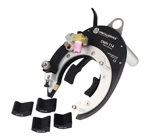 Orbital Service OWH 114 Open Arc Orbital Weld Head with clamp inserts and torch assembly