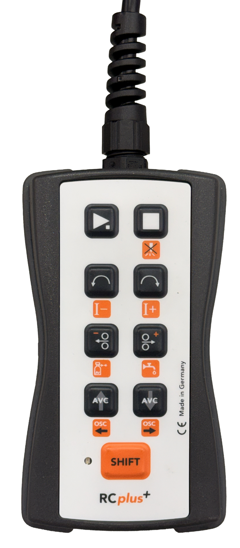 Load image into Gallery viewer, Handheld RC Plus+ remote for remote control operation of orbital welding machine. The handheld controller features several buttons for different functions. 
