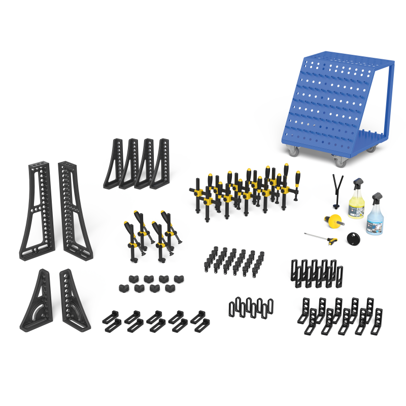Load image into Gallery viewer, Siegmund System 16 Set 4 (4-163400) – complete set overview: clamps, bolts, stops and squares
