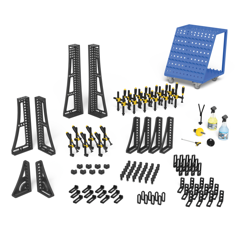 Load image into Gallery viewer, Siegmund System 16 Set 5 (4-163500) – complete set overview: clamps, bolts, stops and squares

