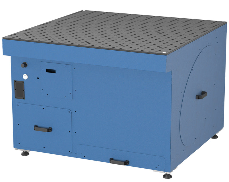 Load image into Gallery viewer, GEF GTW System 16 with a blue downdraft welding table with integrated fume extraction, front view
