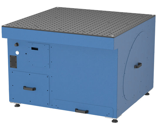 GEF GTW System 16 with a blue downdraft welding table with integrated fume extraction, front view