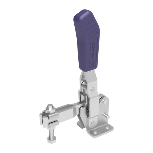 Kifix KF-111 DB heavy-duty vertical toggle clamp with flanged base, handle up