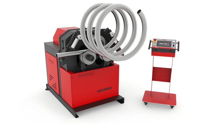 Nargesa MC650 section and pipe bending machine with bent tube coil