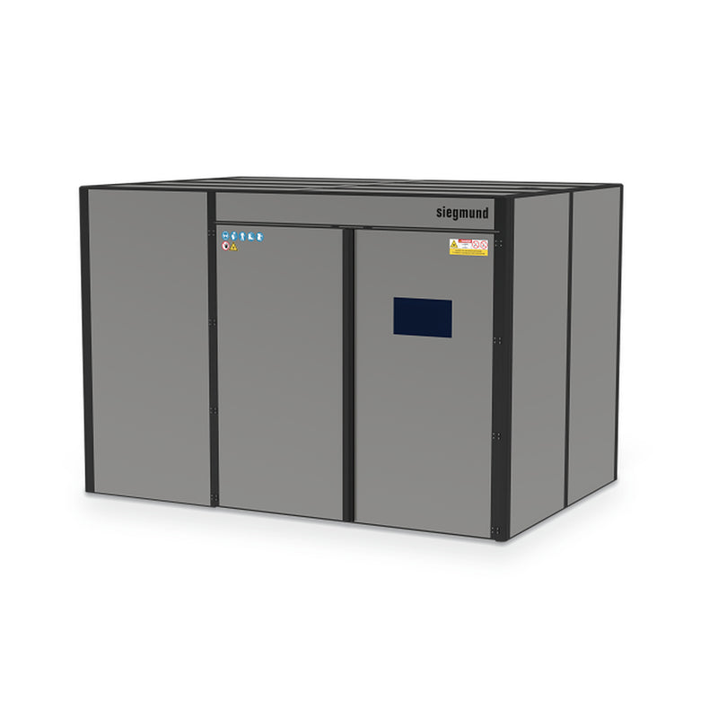 Load image into Gallery viewer, Siegmund modular laser welding cell 3680 x 2480 mm with roof, on a white background (Siegmund 3D render)
