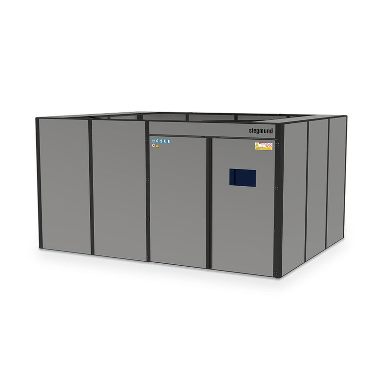Load image into Gallery viewer, Siegmund modular laser welding cell 4880 x 3680 mm without roof, open top, on a white background (Siegmund 3D render)
