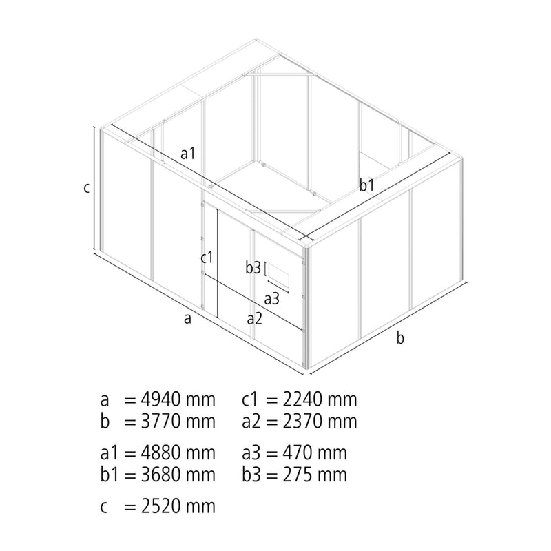 Load image into Gallery viewer, Siegmund dimension drawing of the 4880 x 3680 mm laser welding cell, outside size 4940 x 3770 x 2520 mm
